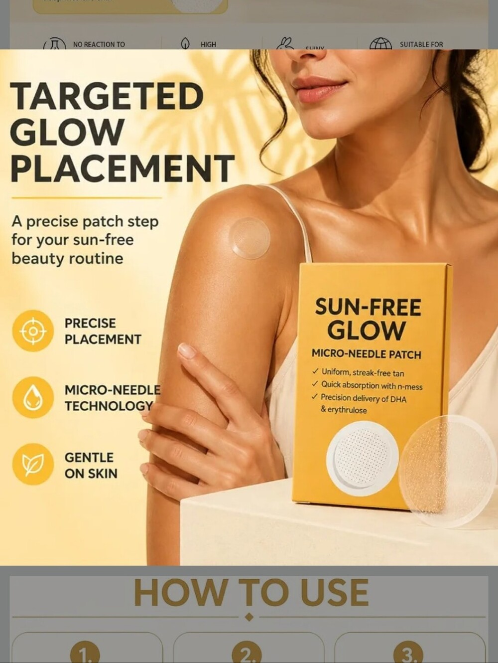 BRAND NEW ** Sun-Free Glow Micro-Needle Patch - Golden Tan (7 Patches)
